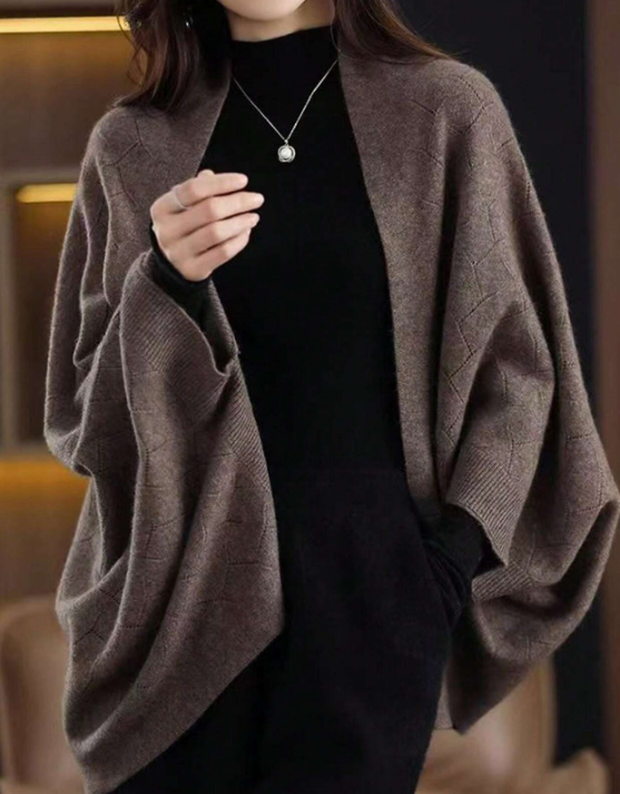 Women's New Cashmere Knitted Versatile Loose Fit Cardigan Shawl Wrap