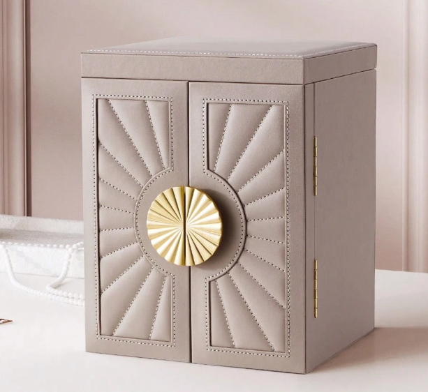 CASEGRACE 1pc PU Leather 6-Layer Jewelry Box With Mirror