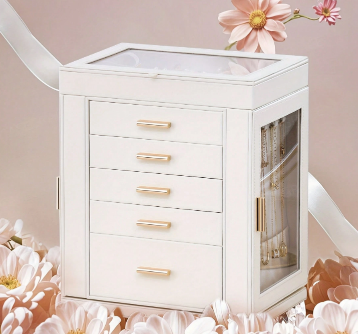 1 Large Capacity Women's Jewelry Box, 360° Rotating Jewelry Organizer